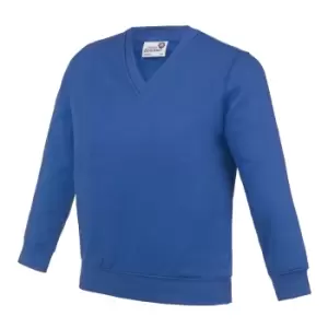 Image of AWDis Academy Childrens/Kids Junior V Neck School Jumper/Sweatshirt (Pack of 2) (9-10 Years) (Royal Blue)