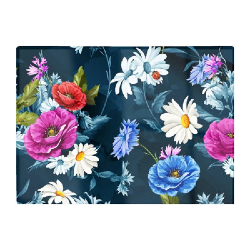 Image of Warren Reed Designer Poppy Flowers With Chamomile Glass Chopping Board