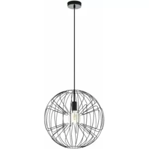 Image of Pendant Ceiling Light Colour Nickel Shade Circular Open Wire Frame E27 1x60W