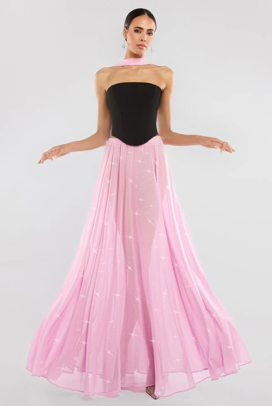 Image of Goddiva Pleated skirt For Her Goddiva Gathered A-Line Maxi Rose Female L