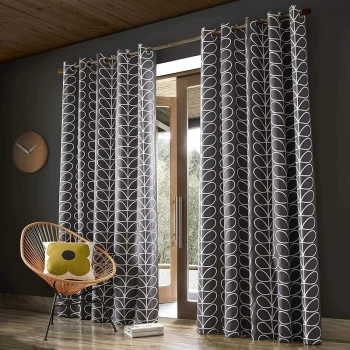 Curtains Linear Stem Charcoal Curtains 90 x 108 - Orla Kiely