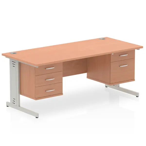 Image of Dynamic Office Solutions Impulse 1800mm Cable Managed Straight Desk With Fixed Pedestal MI002320