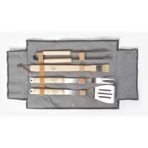 Bbq Tool Set in Denim Case - Black - Black - Black - Homescapes