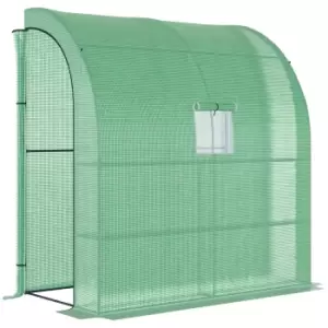 image of Outsunny Walk-in Lean To Wall Greenhouse Withwindow&door 200Lx 100W X 213Hcm - Green