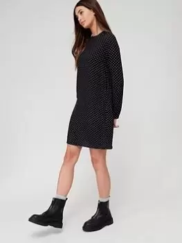 Image of Superdry Studios Lurex Mini Dress - Black, Size 12, Women