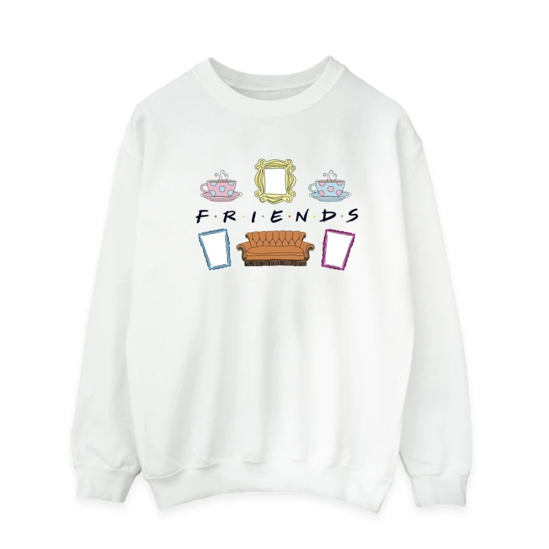 Image of Friends Friends Men Couch Lounging Sweatshirt in White Size: Small White S Male 5063376920995