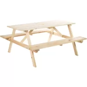 Image of 5.8FT Outdoor Wooden Picnic Table Bench Garden Patio Pub Chair 4 Seats - Outsunny