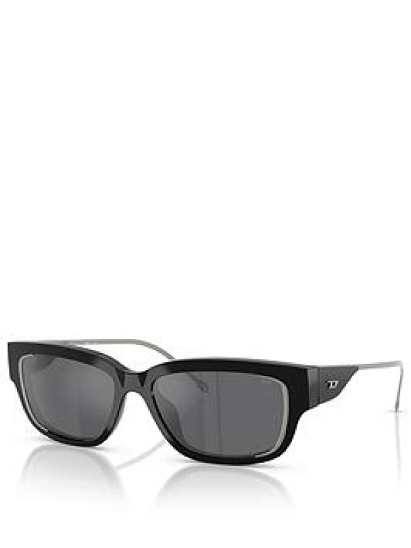 Image of Diesel 0Dl2002Mu Rectangle Sunglasses Black WK9ZK Female