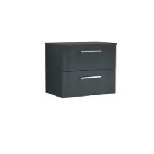 Image of Nuie Deco 600mm Wall Hung 2 Drawer Vanity & Worktop - Satin Anthracite