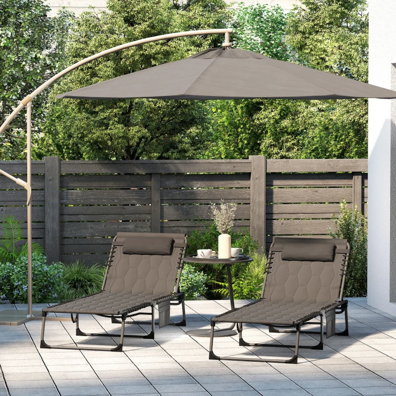 Image of Outsunny 2 Pieces Foldable Sun Lounger Set with Padded Seat, Black 84G-268V71BK