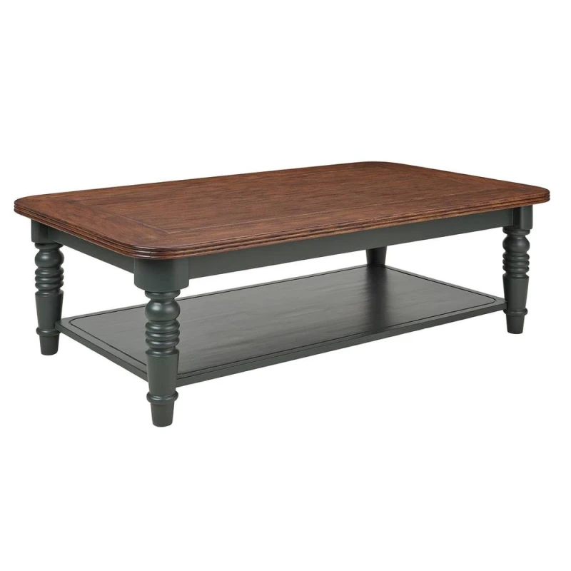 Image of Statement Furniture Queensbury Coffee Table with Oak Top in Bottle Green Bottle Green Unisex