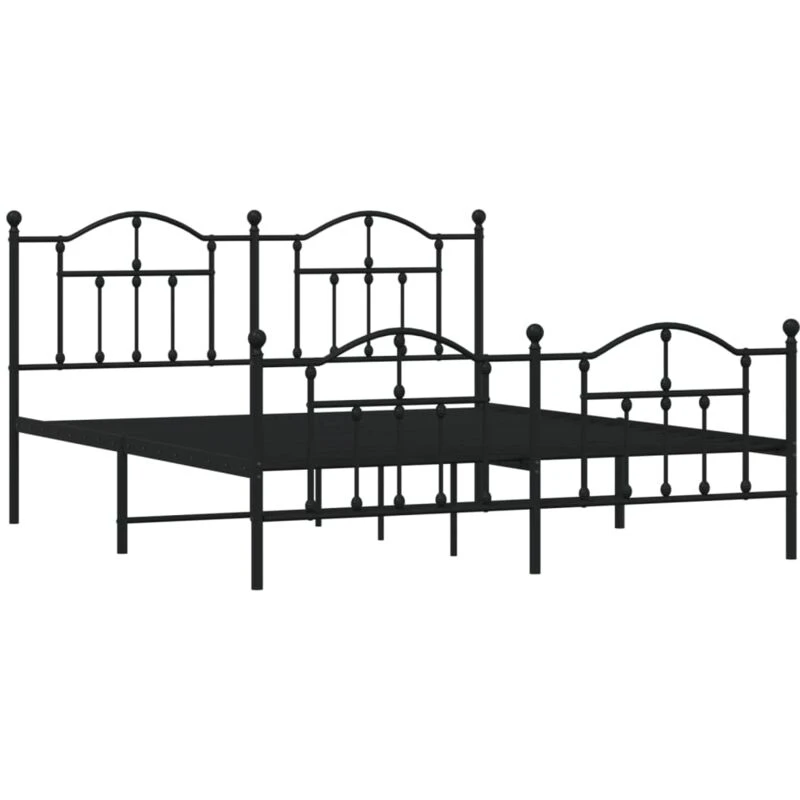 Image of Vidaxl Metal Bed Frame With Headboard And Footboard Black 180X200 Cm Super King, Black 353461