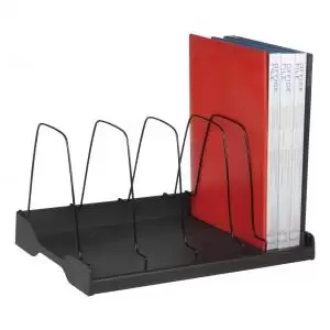 Image of Adjustable Book Rack 6 Wire Dividers W388xD275xH220mm Black 277695