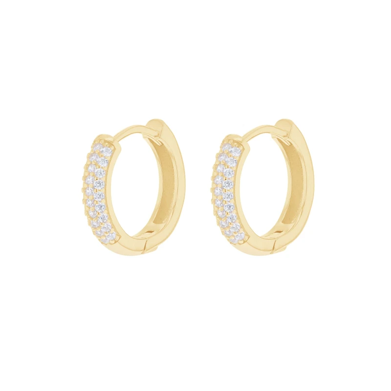 Image of Be You Sterling Silver Gold Plated CZ Band Hoops Silver female One Size