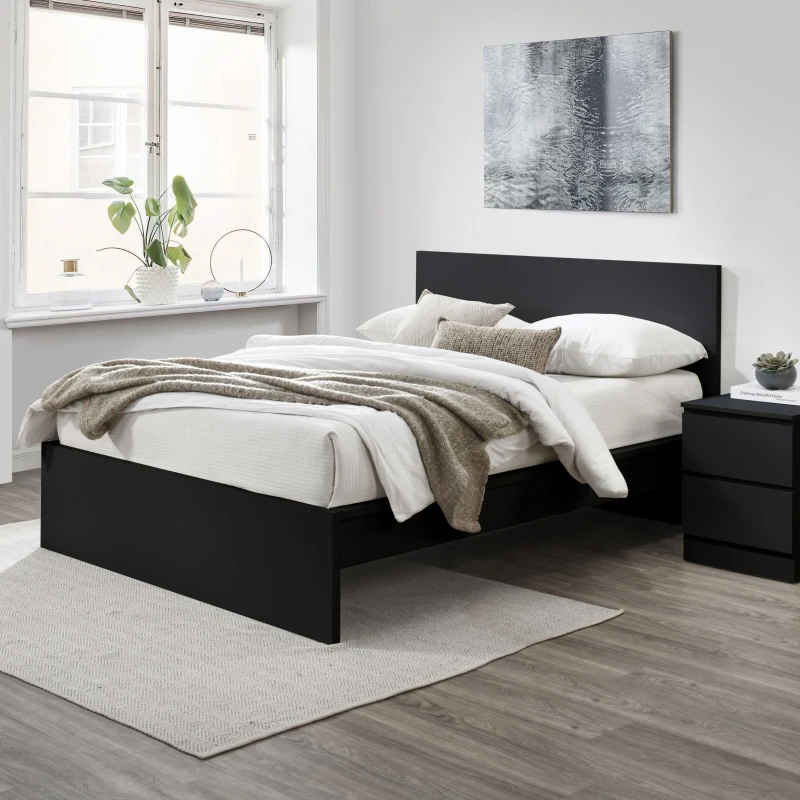 Image of Birlea Oslo 4ft6 Double Black Wooden Bed Frame