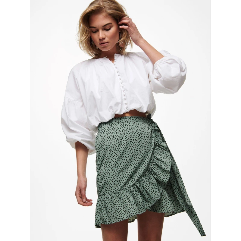 Image of Only Print Wrap Skirt - Green Green 8