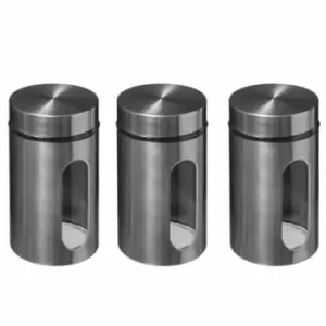 Image of 5Five Set Of 3 Stainless Steel & Glass Screw Lid Jar 900Ml