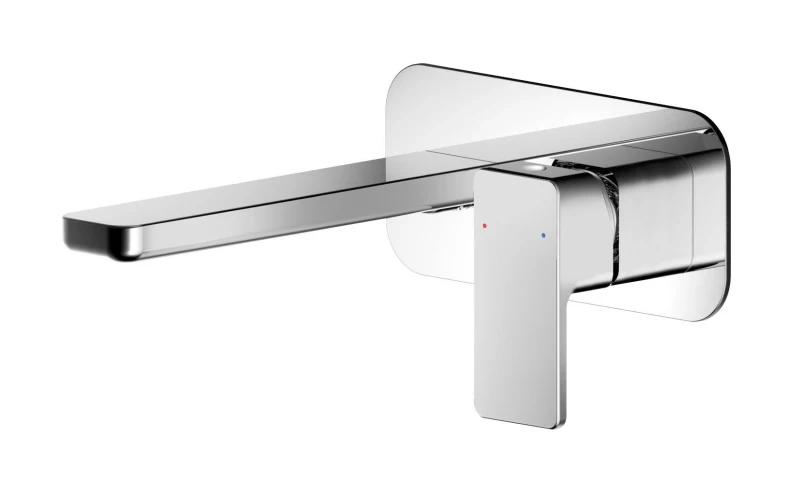 Image of Balterley Square Wall Mount 2 Tap Hole Basin Mixer Tap Back Plate Chrome Silver unisex