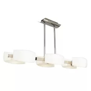 image of Lupa Rectangular Telescopic Pendant Bar 6 Light G9, Polished Chrome/Frosted White Glass