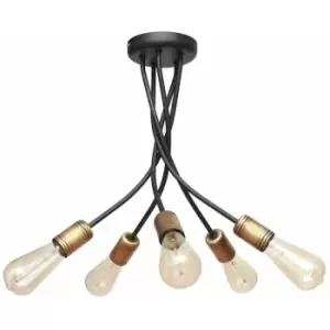 image of Helam Harvard Multi Arm Semi Flush Ceiling Light Black, Patina 40cm