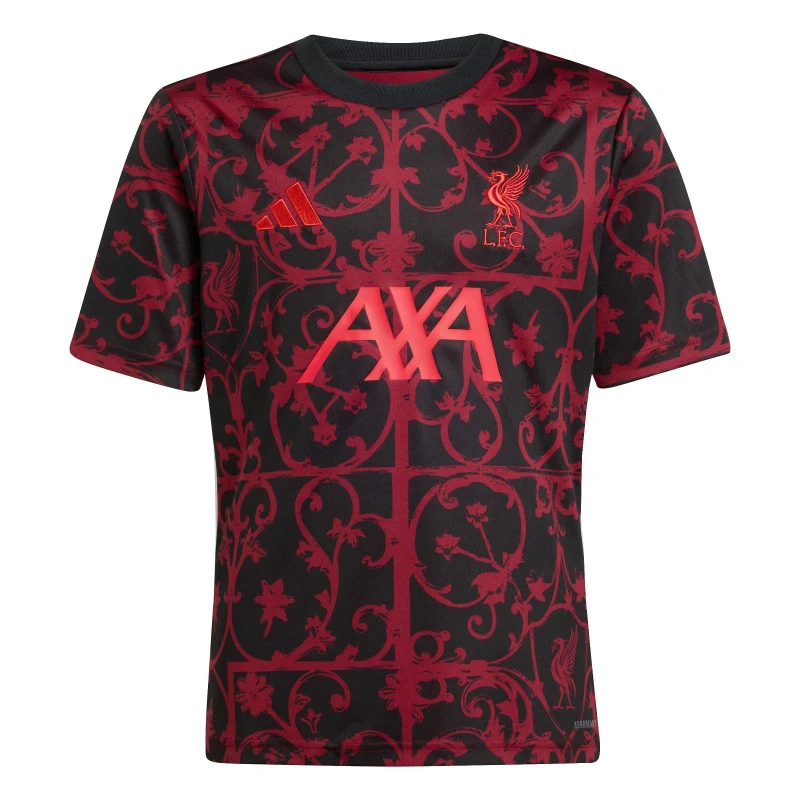 Image of adidas Liverpool Pre Match Shirt 2025 2026 Juniors Licensed Short Sleeve T-Shirts 7-8 Years Black 37966803175