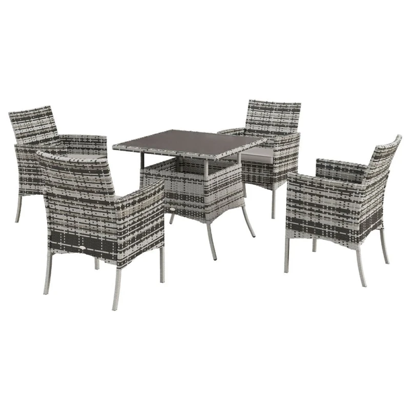 Image of Outsunny 4 Seater Rattan Garden Furniture Set - Grey 861-079V00GG