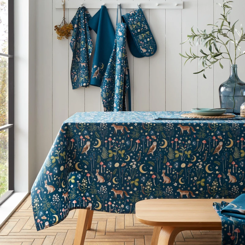 Image of Catherine Lansfield Enchanted Twilight Cotton Table Cloth Tablecloths 137x178cm Blue 73133118000