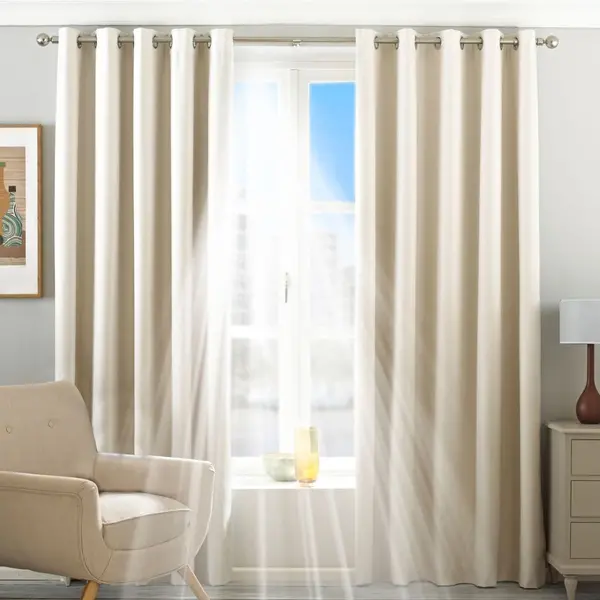 Image of Twilight Thermal Blackout Eyelet Curtains Ivory, Ivory / 117 x 183cm