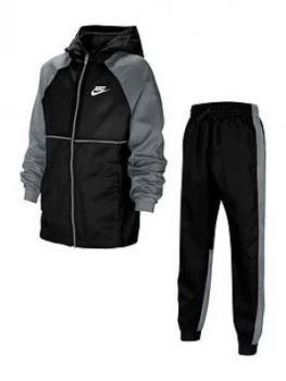 image of Nike Older Woven Tracksuit - Grey/Black