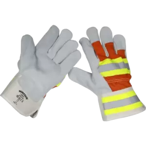 Image of Sealey Reflective Hi Vis Rigger Gloves Grey / Orange One Size Pack of 6