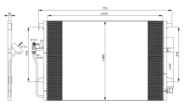 Image of NRF Condenser VW,MERCEDES-BENZ 35849 68013633AA,9065000054,9065000454 AC Condenser,Condenser, air conditioning A9065000054,A9065000454,2E0820413