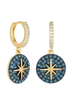 image of Gold Plated Blue Star Disk Earrings