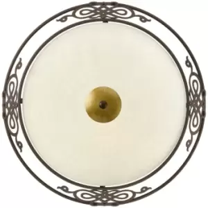 Image of Mestre - 2 Light Medium Traditional Flush Ceiling Light Gold, Antique-Brown, E27 - Eglo