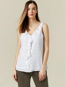 Image of Wallis Foil Ruffle Cami Top - Ivory, Size 10, Women