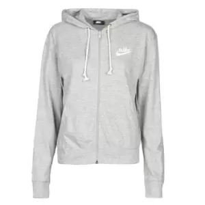 image of Nike W NSW GYM VNTG HOODIE FZ womens Sweatshirt in Grey. Sizes available:S,M,L,XL,XS,UK XS,UK S,UK M,UK L