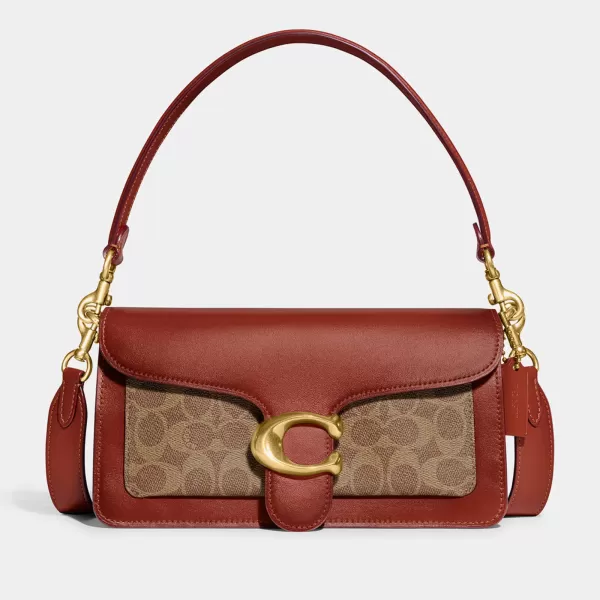 Image of Coach Womens Coated Canvas Signature Tabby Shoulder Bag 26 Refresh - Tan Rust