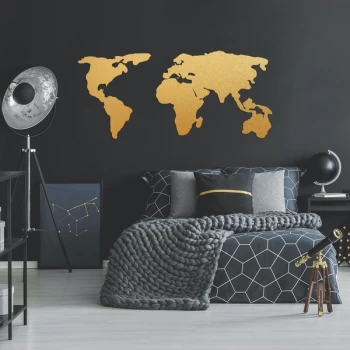 Image of World Map 2 - Gold Gold Decorative Metal Wall Accessory