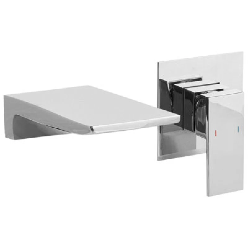 Image of Beliani Wall Mounted Basin Mixer Tap Karuay Brass Silver