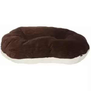 Image of Bunty Oval Dog Pet Puppy Cat Bed Fleece Round Cushion Hard Wicker Basket Insert - Brown - Medium