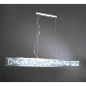 image of Suspension Euphoria 2 Bulbs T5 Wire, polished chrome/white opal glass