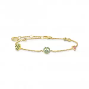 Image of Sterling Silver Gold Plated Multicoloured Symbols Bracelet A2039-488-7-L19V