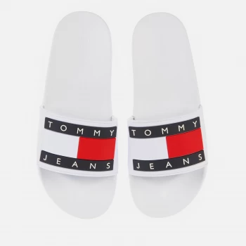 Image of Tommy Jeans Womens Flag Pool Slide Sandals - White - UK 4