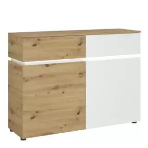 image of Luci 2 Door 2 Drawer Cabinet (including LED Lighting) In White And Oak Effect