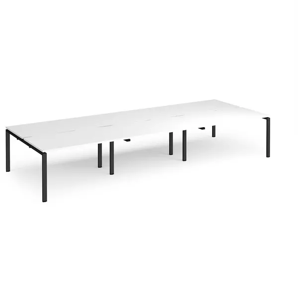 image of Adapt 6 Person Bench Office Desk - 4200mmx1600mm - Black - White