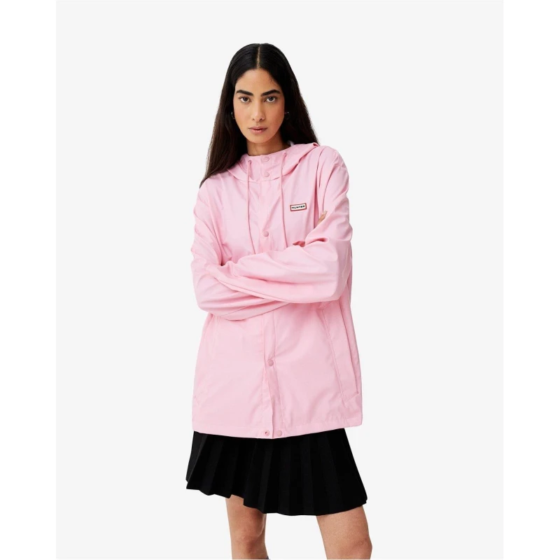 Image of Hunter Womens Izzy Short Weather-Resistant Rain Anorak Prism Pink female 14 (L)