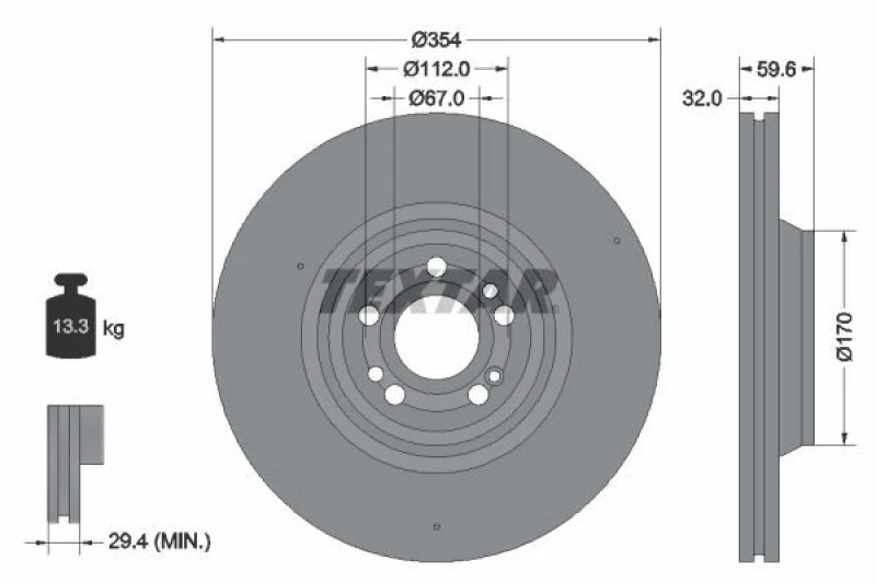 Image of Brake disc TEXTAR 92306005