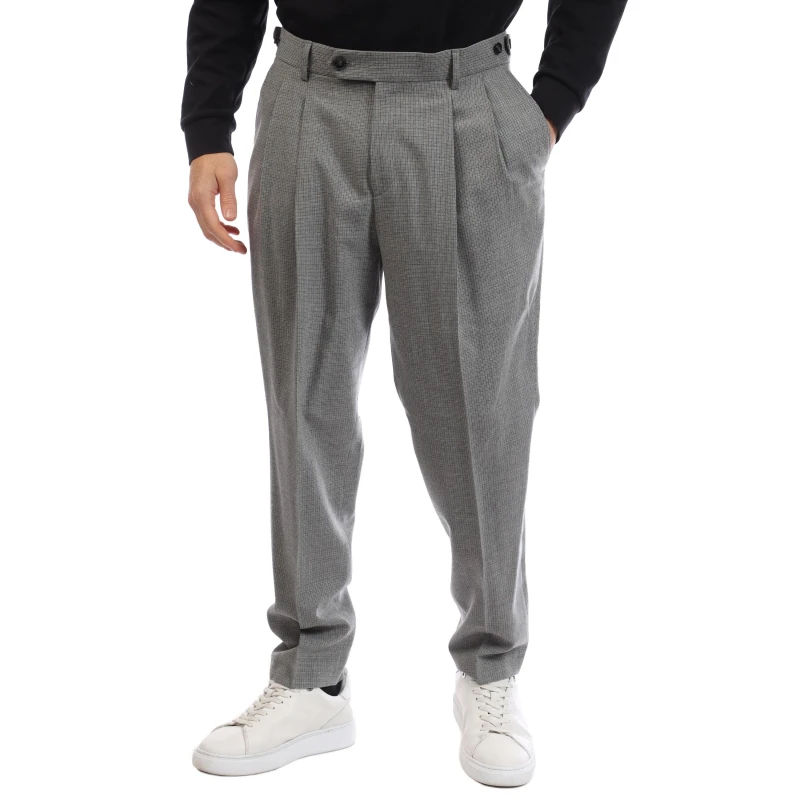 Image of Boss Mens Perin Plts Double Breasted Straight Leg Trousers Open Grey male 28