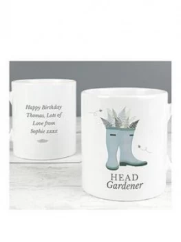 image of Personalised Wellies Head Gardner Mug