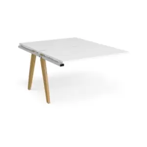 image of Bench Desk Add On 2 Person Rectangular Desks 1200mm White Tops With White Frames 1600mm Depth Fuze