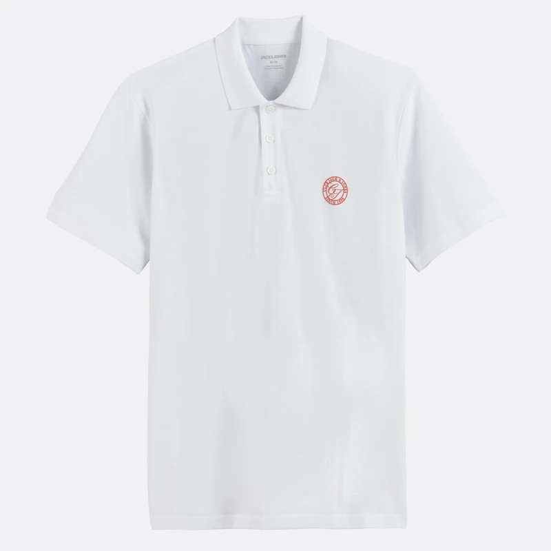 Image of jack & jones Short Sleeve Polo Shirt White Cotton XL